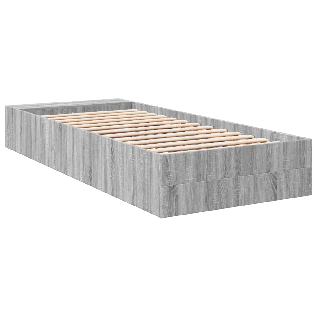 Sengeramme grå sonoma 75x190 cm konstruert tre