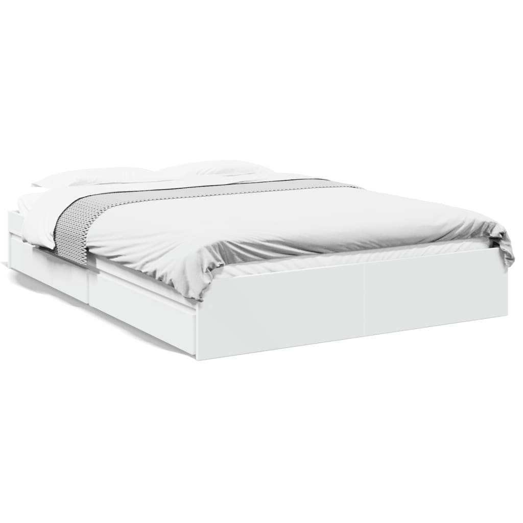Sengeramme høyglans hvit 150x200 cm konstruert tre