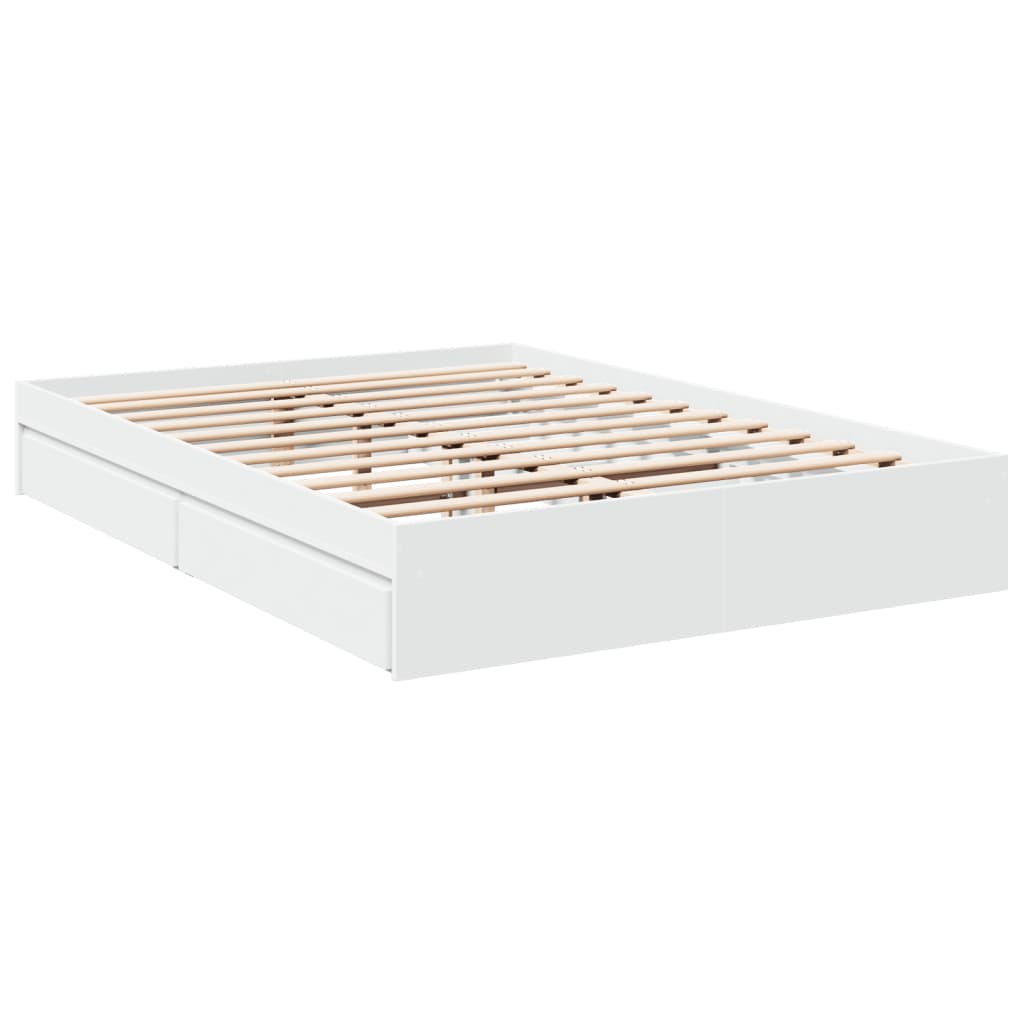 Sengeramme høyglans hvit 150x200 cm konstruert tre