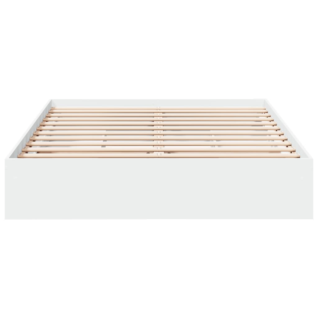 Sengeramme høyglans hvit 150x200 cm konstruert tre