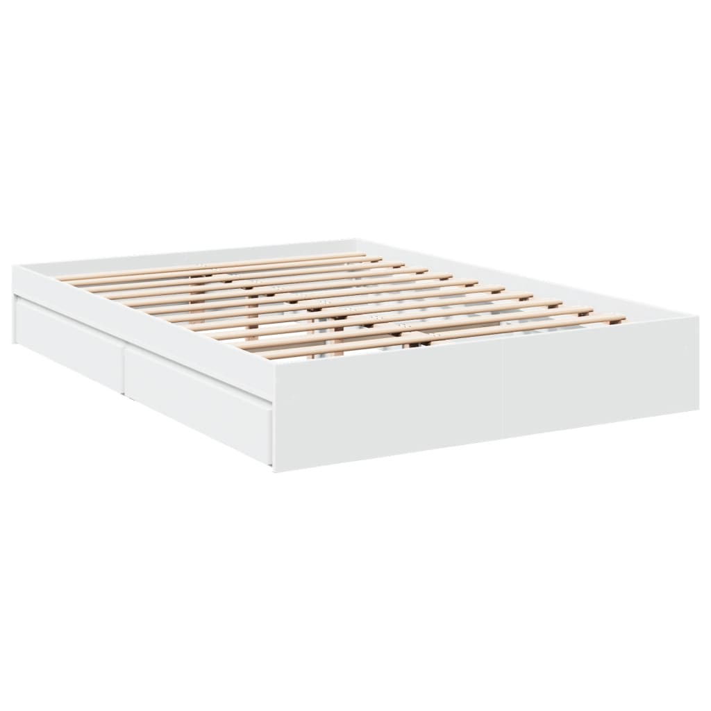 Sengeramme høyglans hvit 150x200 cm konstruert tre