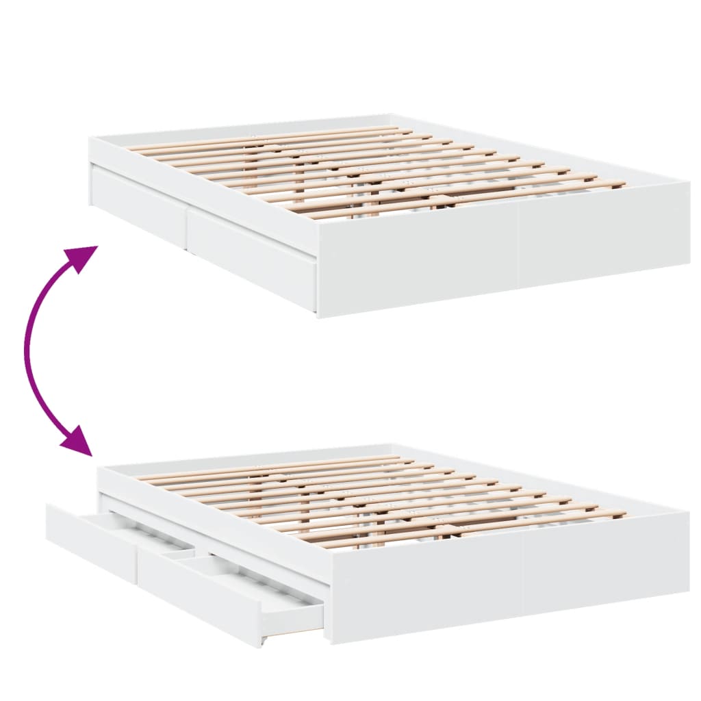 Sengeramme høyglans hvit 150x200 cm konstruert tre