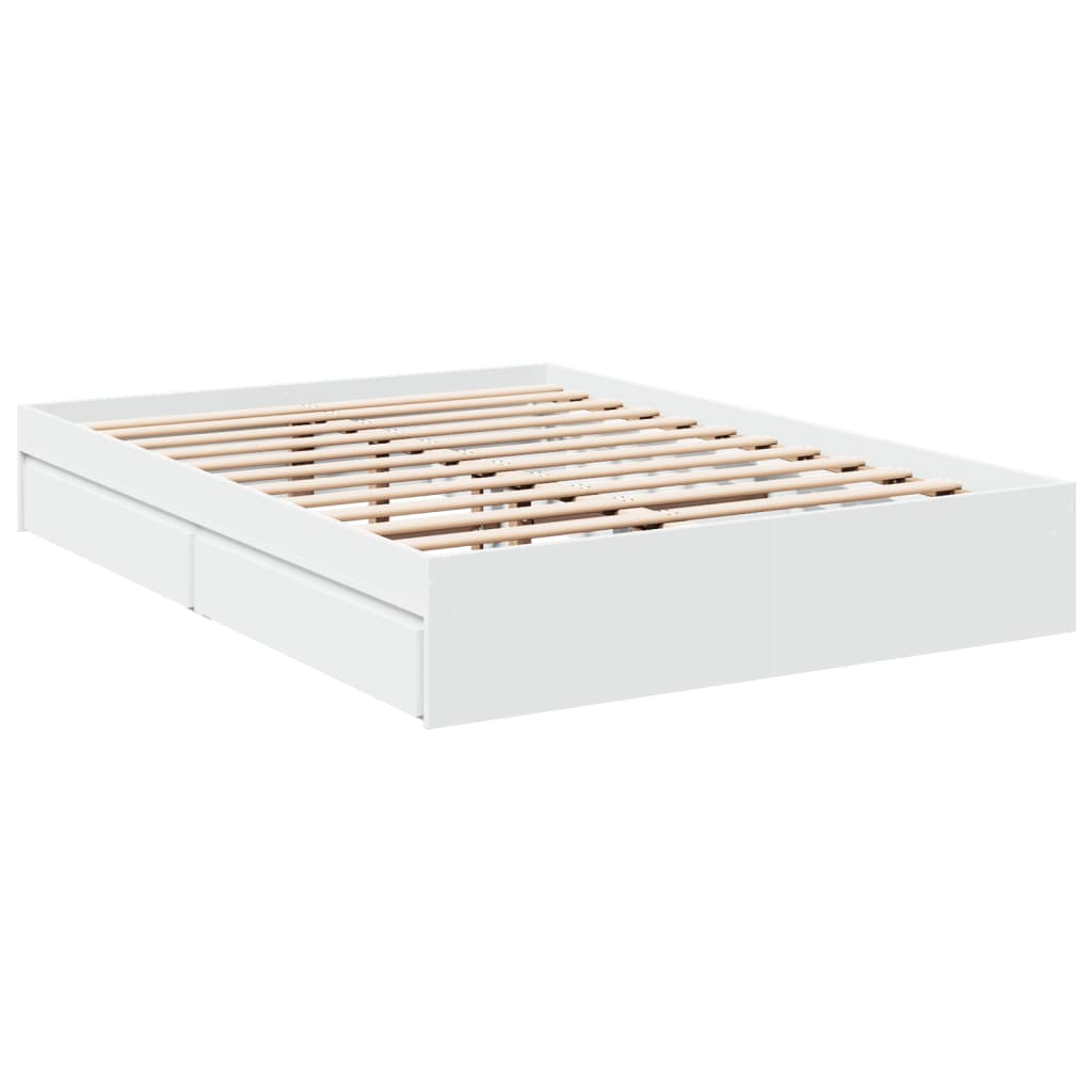 Sengeramme høyglans hvit 140x200 cm konstruert tre
