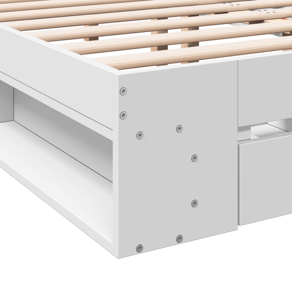 Sengeramme høyglans hvit 140x200 cm konstruert tre