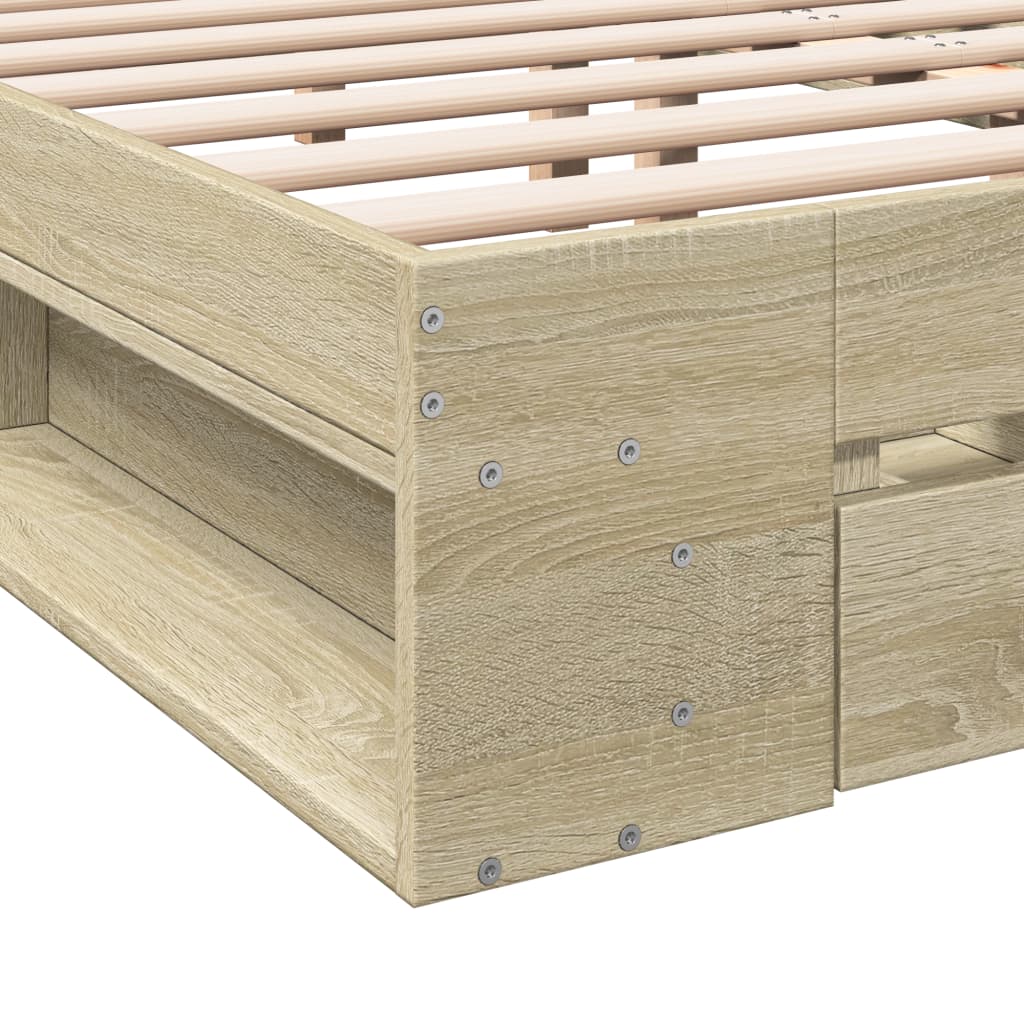 Sengeramme med skuffer sonoma eik 140x200 cm konstruert tre
