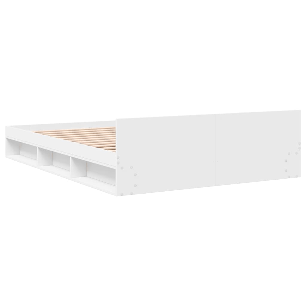 Sengeramme med skuffer hvit 135x190 cm konstruert tre