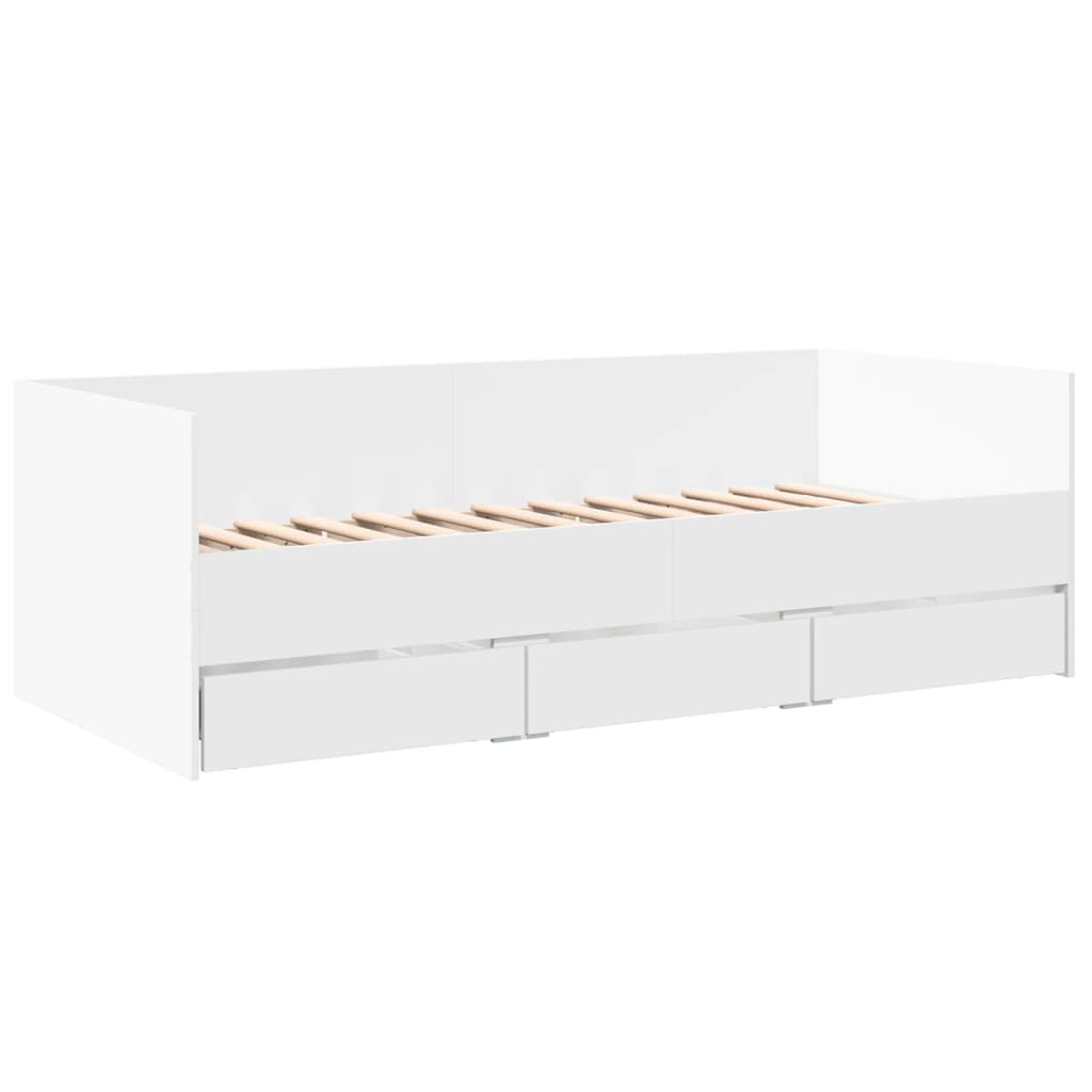 Dagseng med skuffer uten Madrass Hvit 100x200 cm