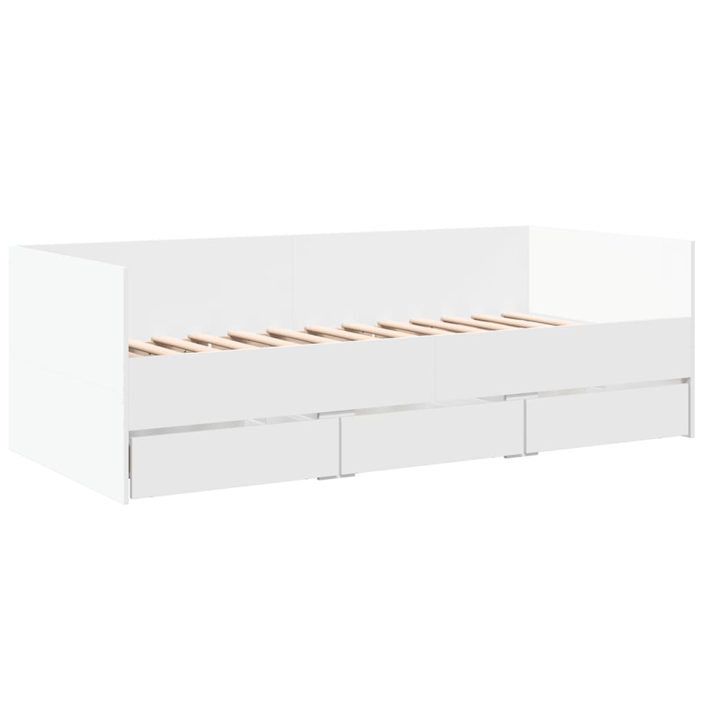 Dagseng med skuffer uten Madrass Hvit 90x200 cm
