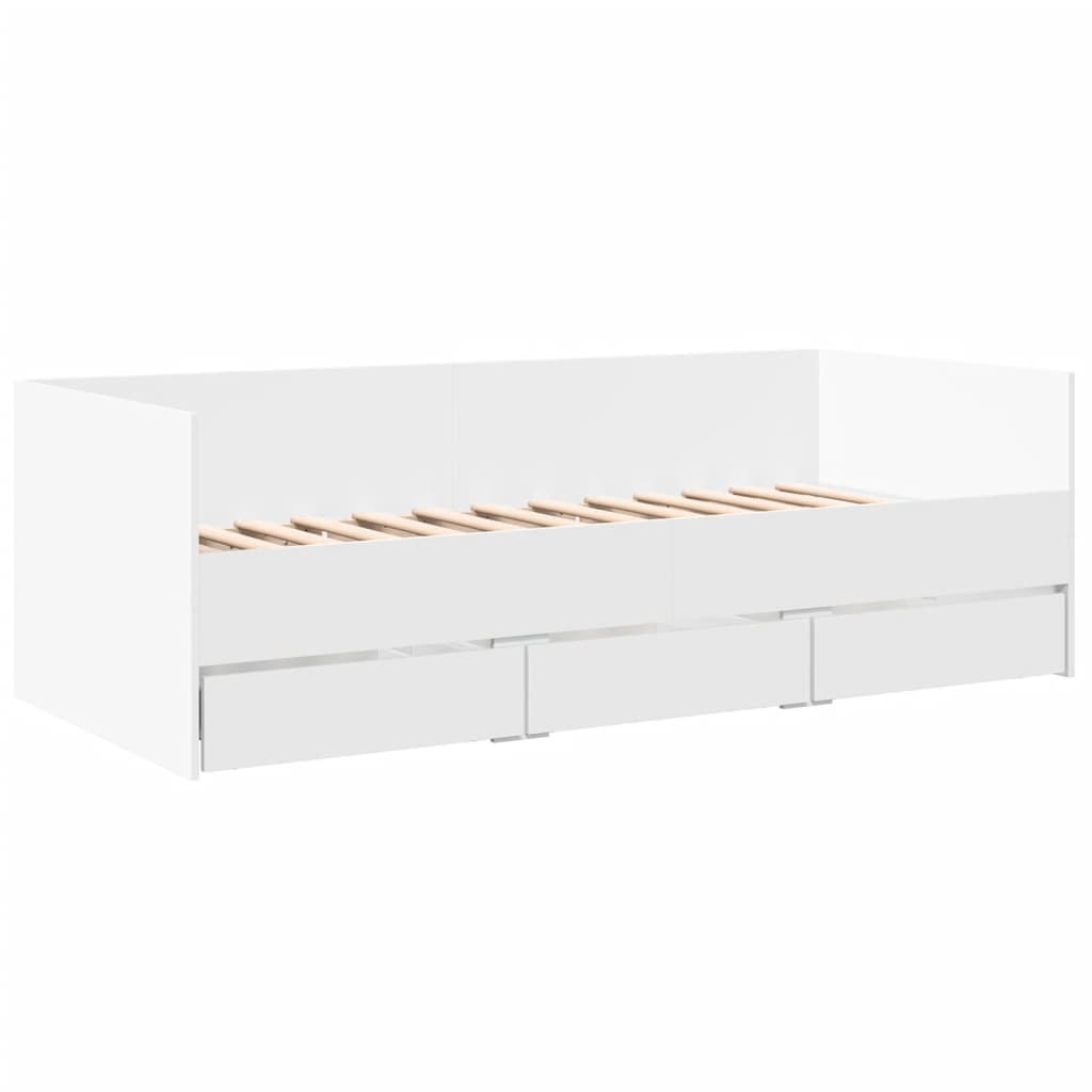 Dagseng med skuffer uten Madrass Hvit 90x190 cm