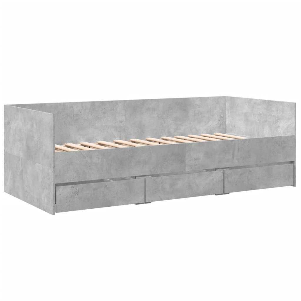 Dagseng med skuffer uten Madrass betonggrå 90x190 cm