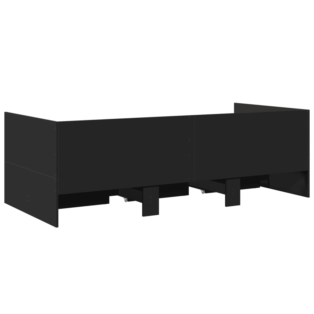 Dagseng med skuffer uten Madrass svart 75x190 cm