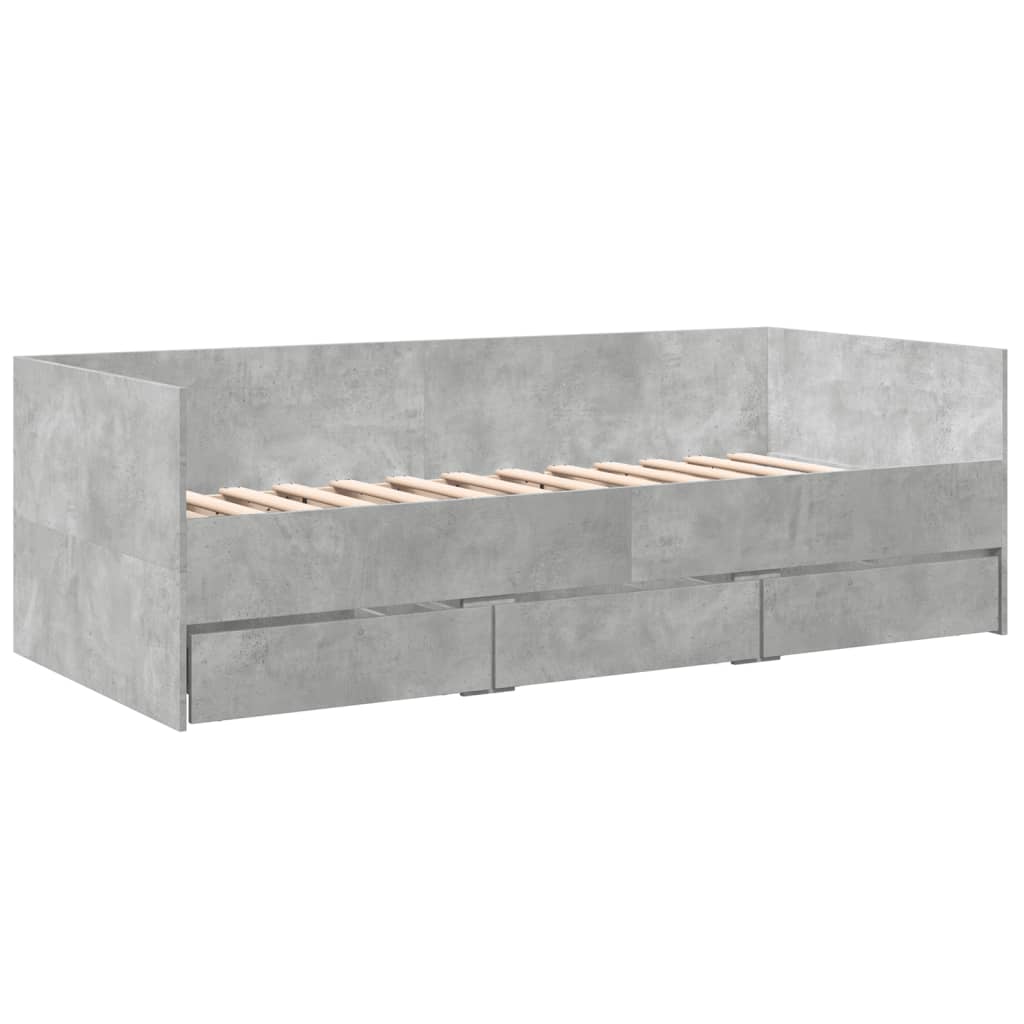 Dagseng med skuffer uten Madrass betonggrå 75x190 cm
