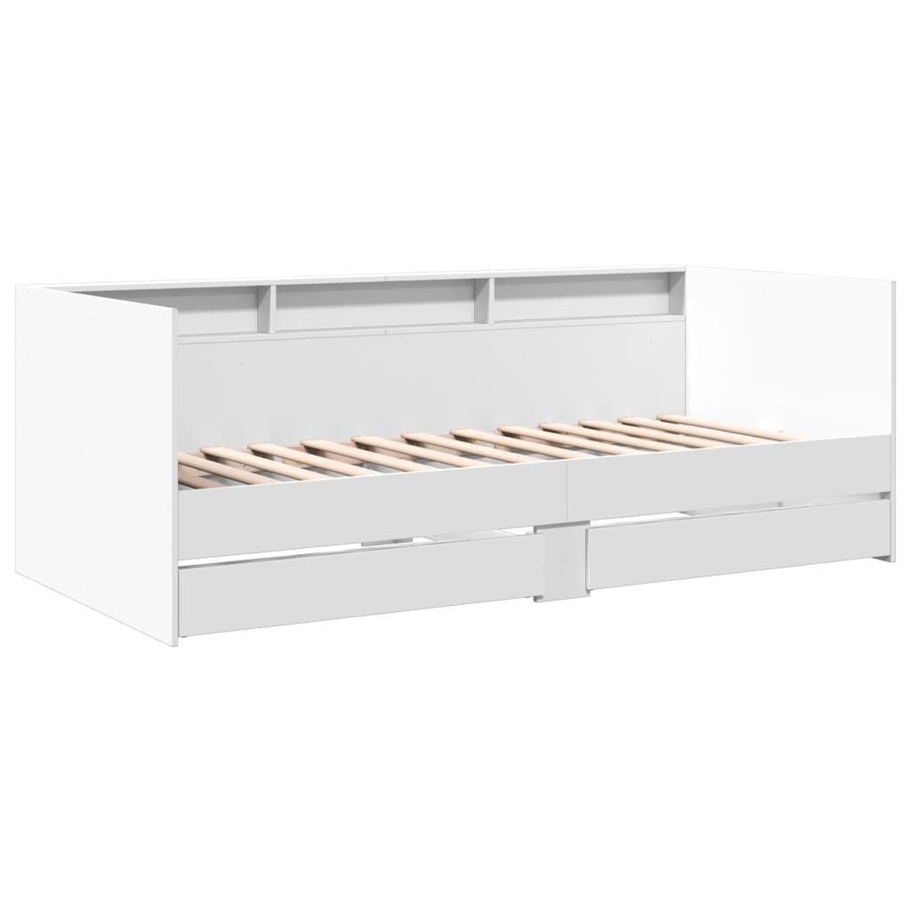 Dagseng med skuffer uten Madrass Hvit 90x190 cm