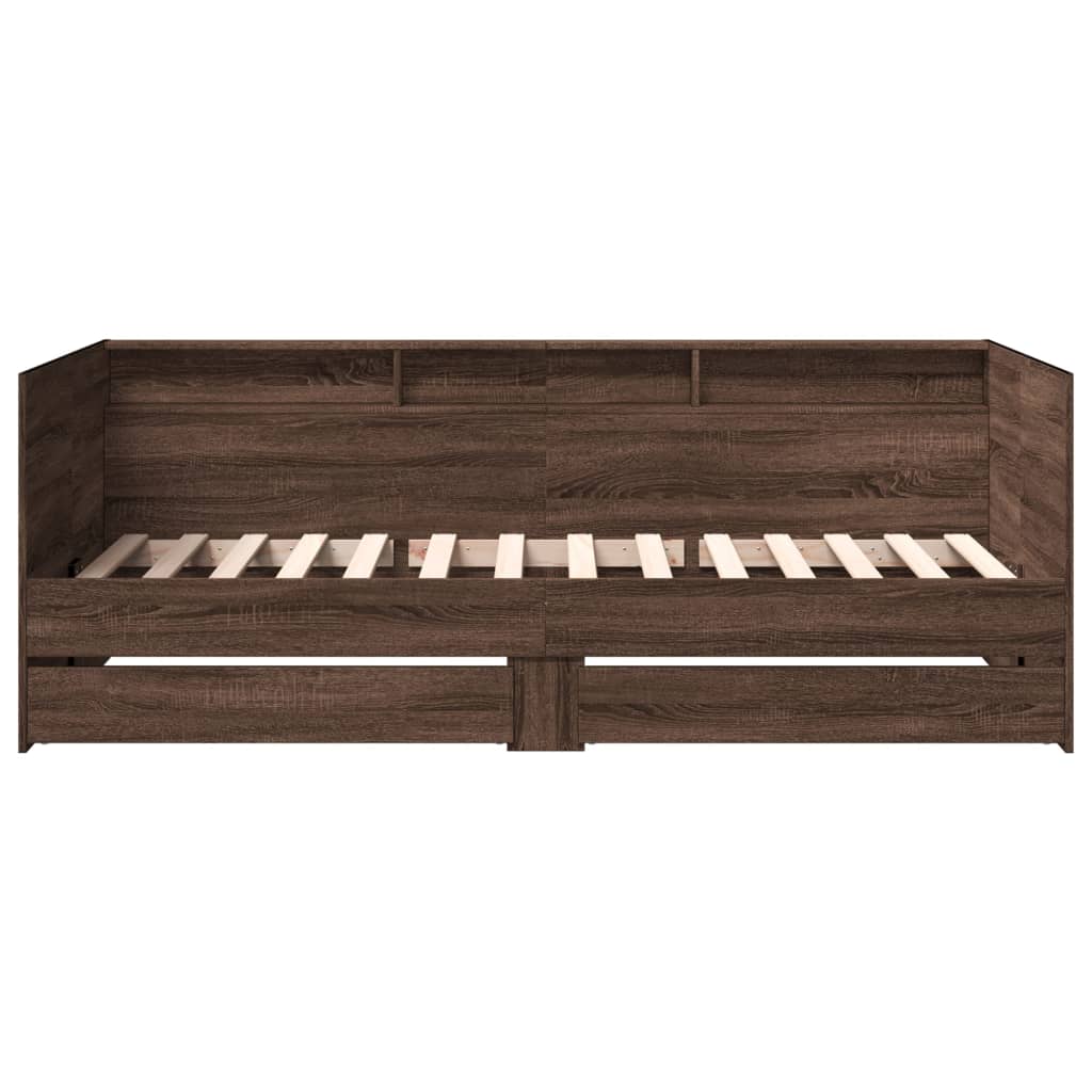 Dagseng med skuffer uten Madrass brun eik 75x190 cm