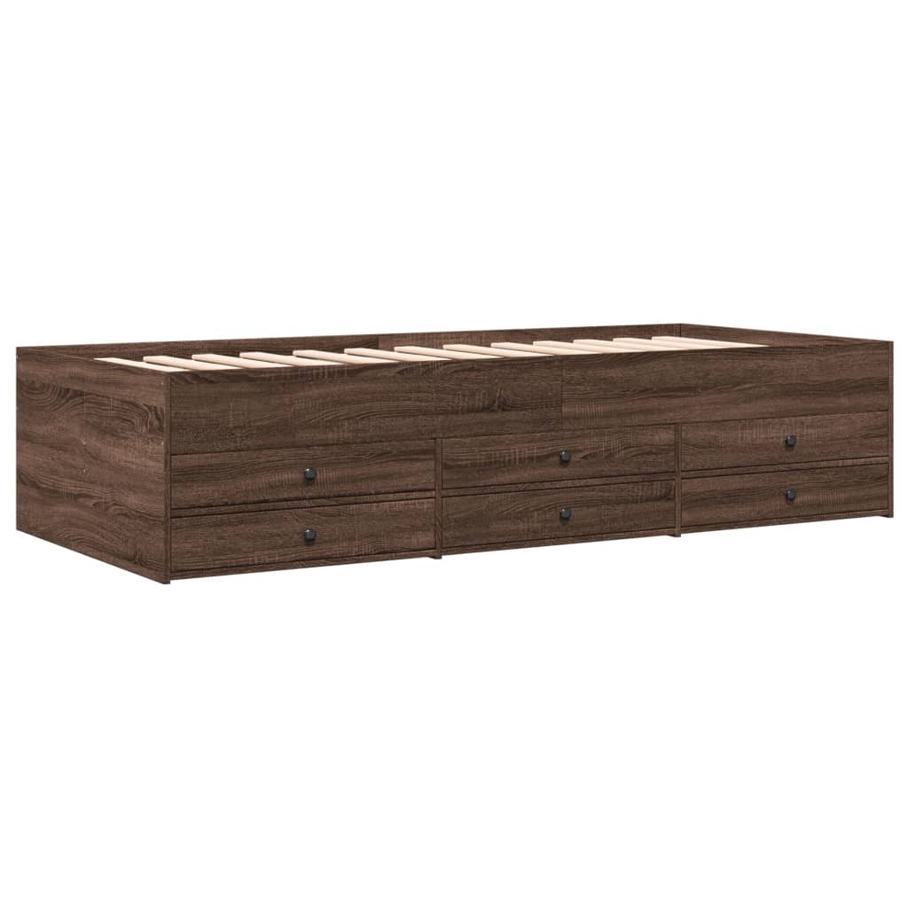 Dagseng med skuffer uten Madrass brun eik 100x200 cm