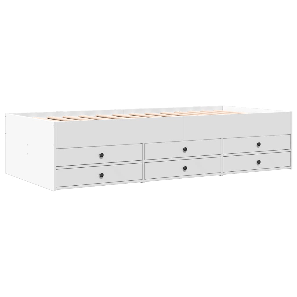 Dagseng med skuffer uten Madrass Hvit 75x190 cm