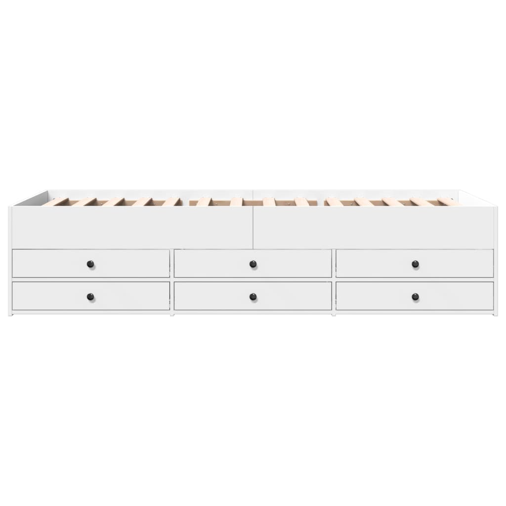 Dagseng med skuffer uten Madrass Hvit 75x190 cm
