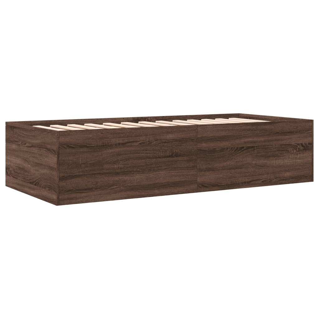Dagseng med skuffer uten Madrass brun eik 75x190 cm