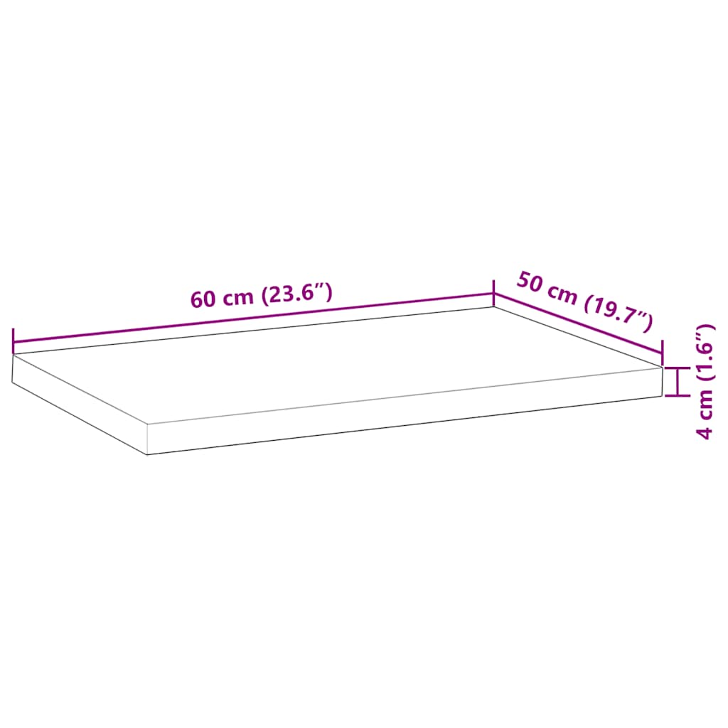 Bordplate ubehandlet 60x50x4 cm heltre akasie