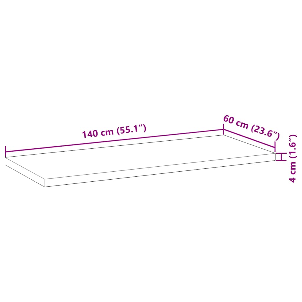 Bordplate ubehandlet 140x60x4 cm heltre akasie