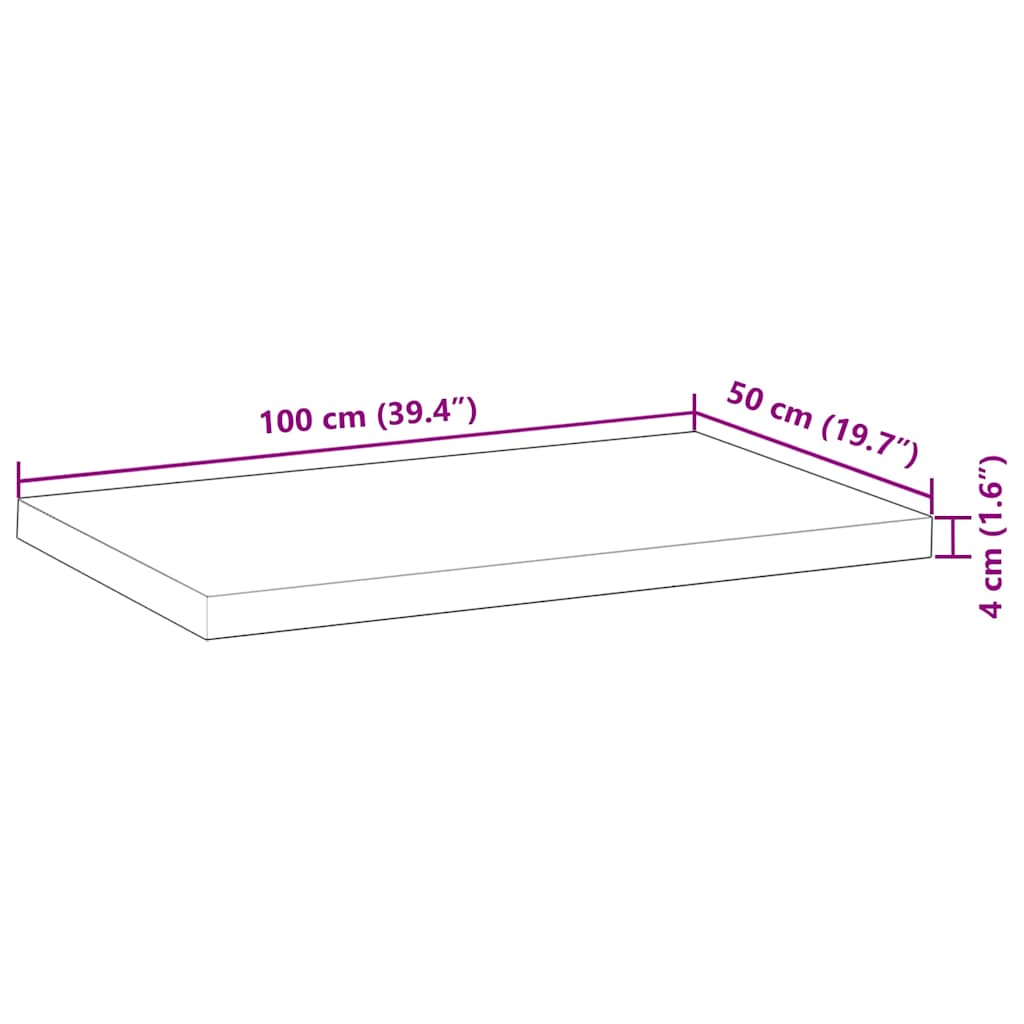Bordplate ubehandlet 100x50x4 cm heltre akasie