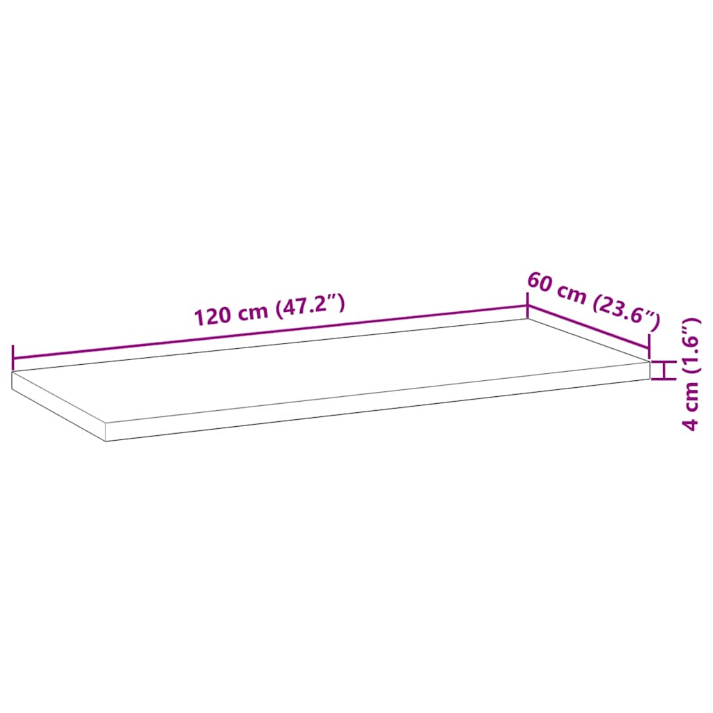 Bordplate ubehandlet 120x60x4 cm heltre akasie