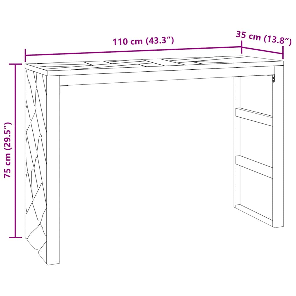 Konsollbord 110x35x75 cm heltre teak