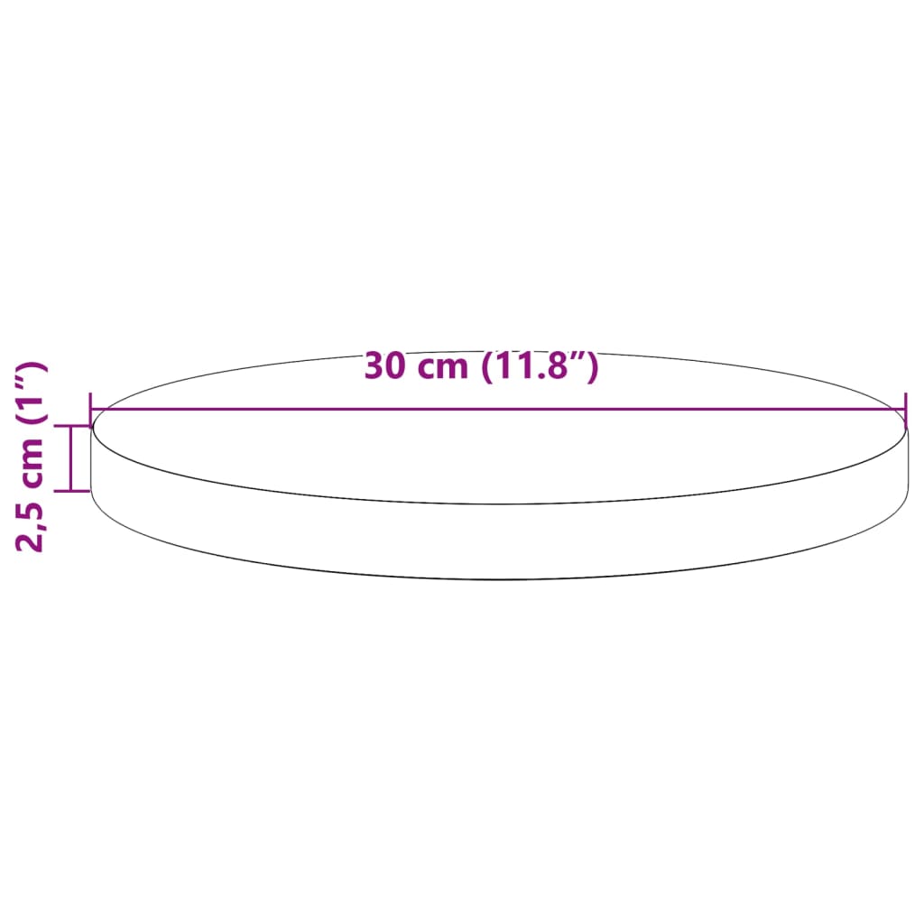 Bordplate rund voksbrun Ø30x2,5 cm heltre furu