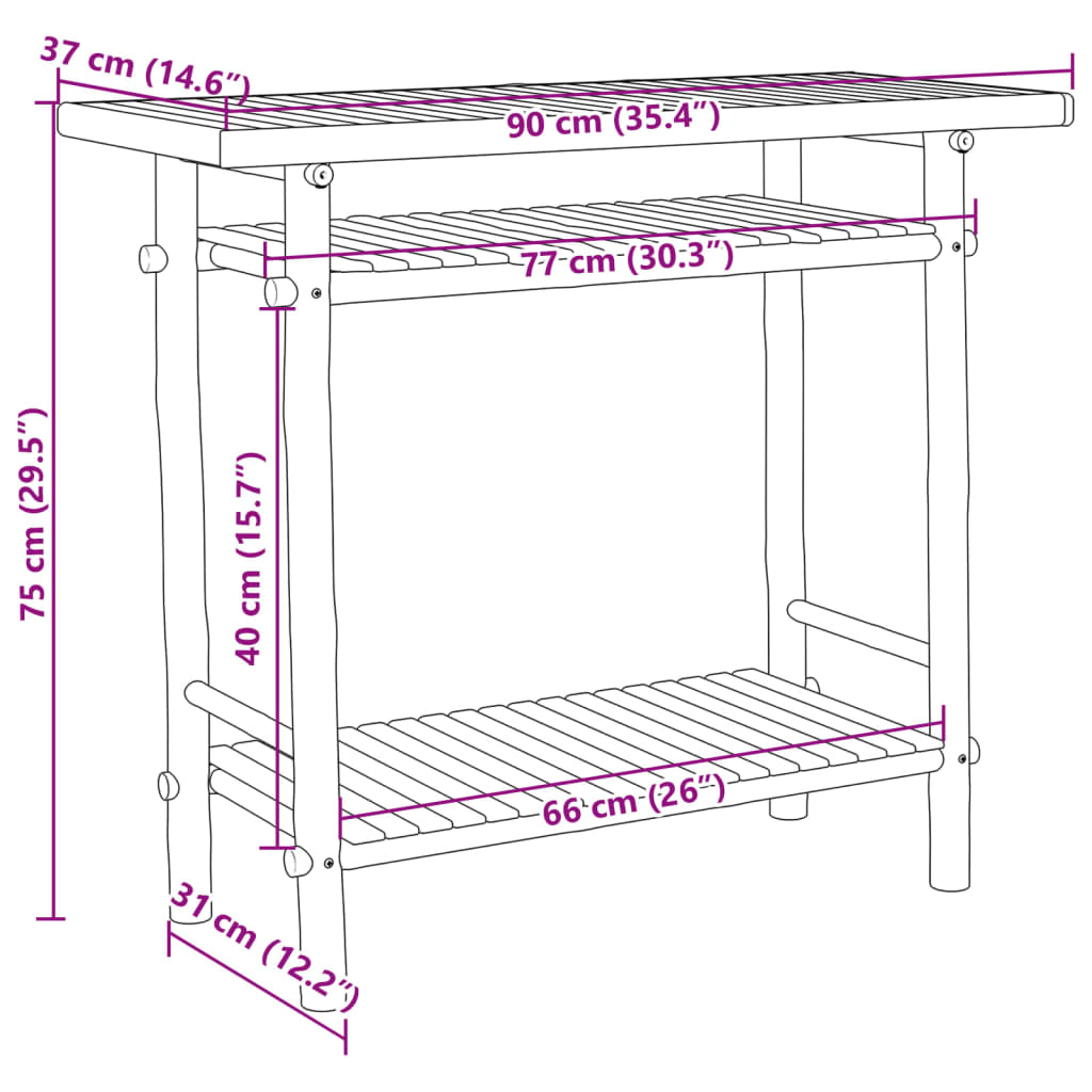 Konsollbord 90x37x75 cm bambus