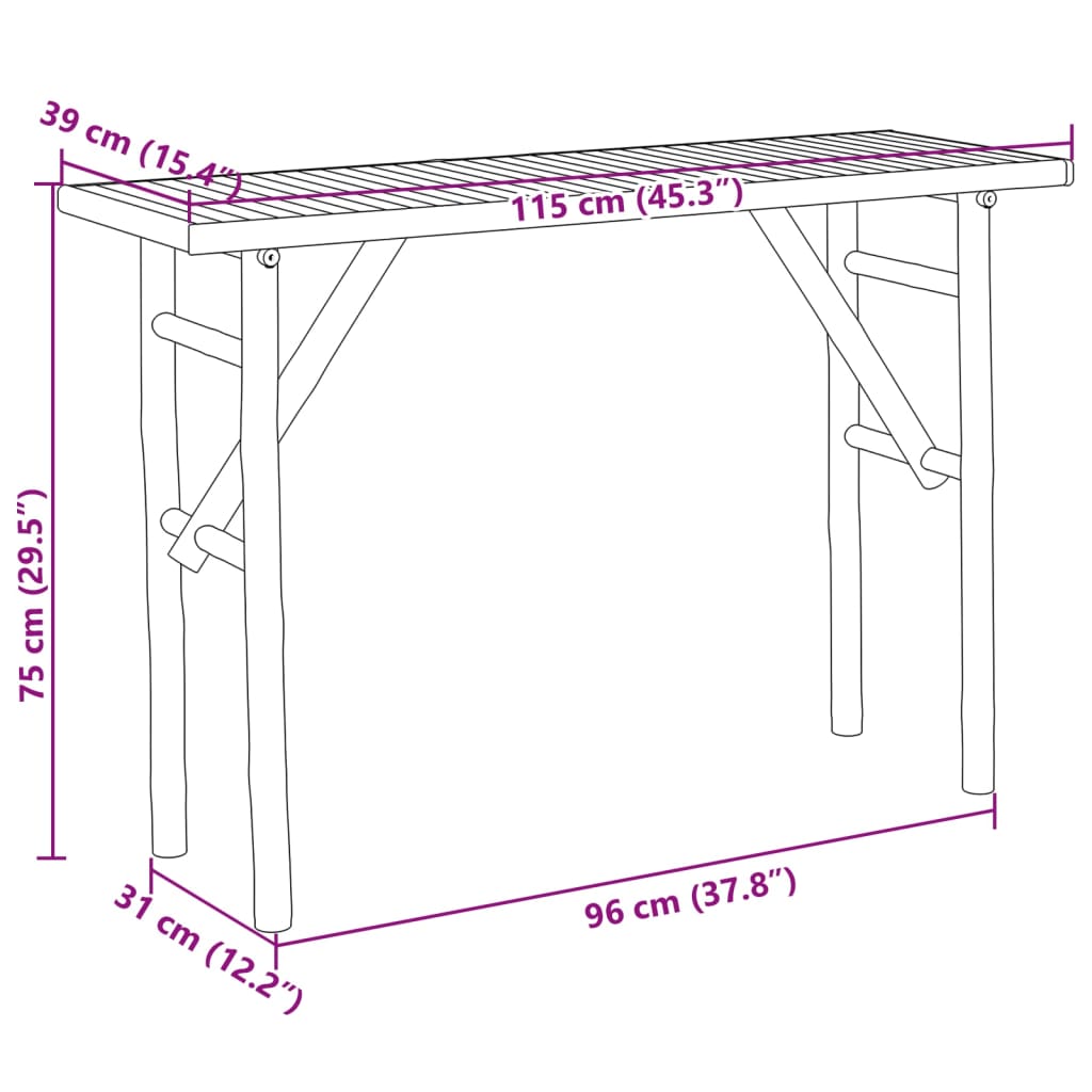 Konsollbord 115x39x75 cm bambus