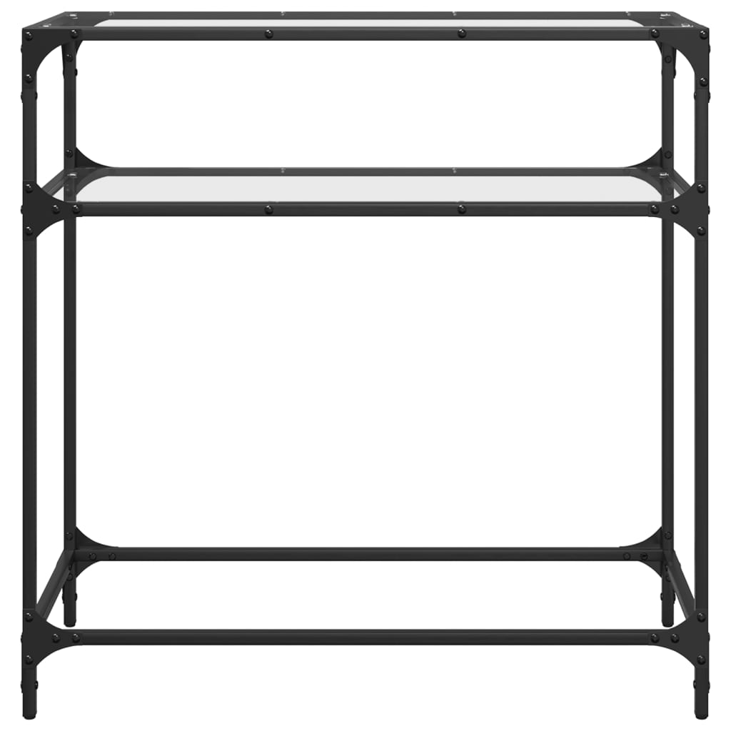 Konsollbord med gjennomsiktig glassplate 80x35x81 cm stål