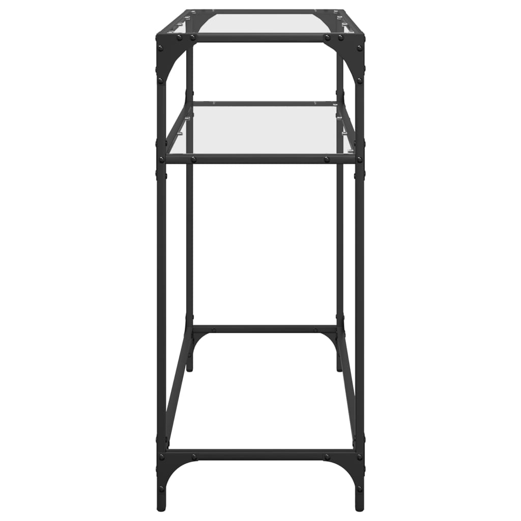 Konsollbord med gjennomsiktig glassplate 80x35x81 cm stål