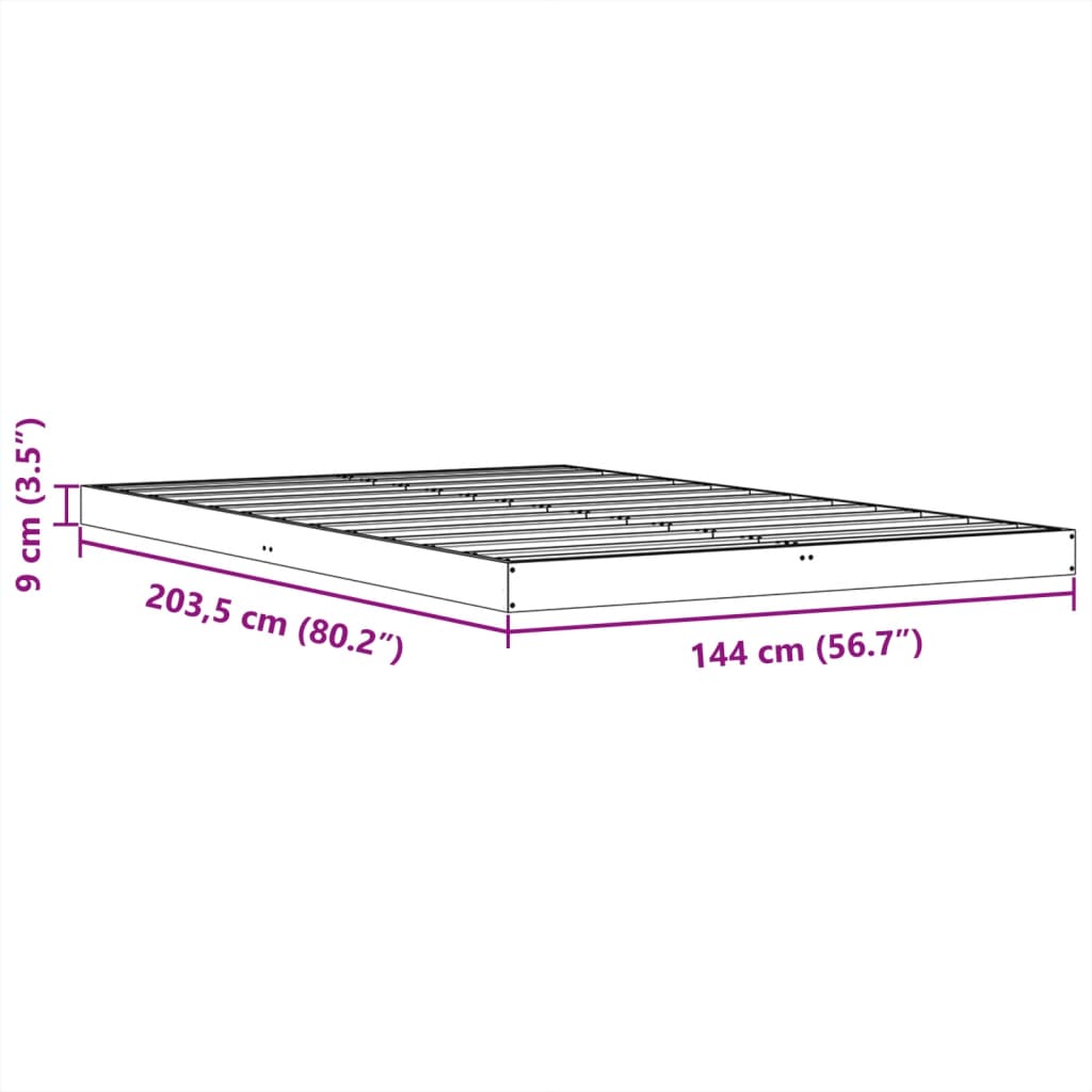 Sengeramme brun 140x200 cm heltre furu