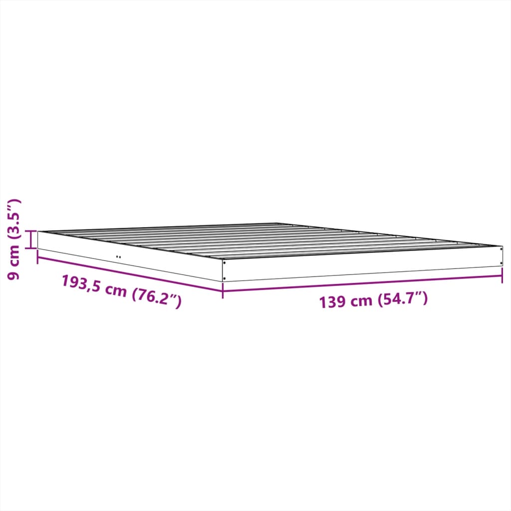 Sengeramme brun 135x190 cm heltre furu