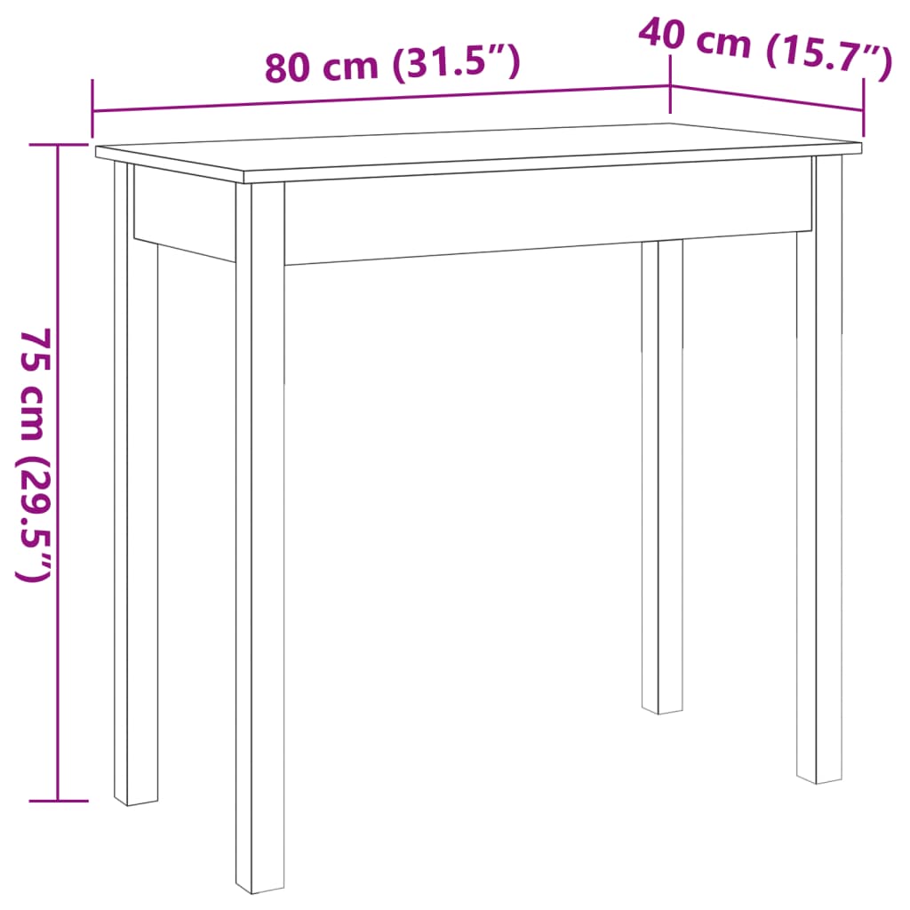 Konsollbord voksbrun 80x40x75 cm heltre furu