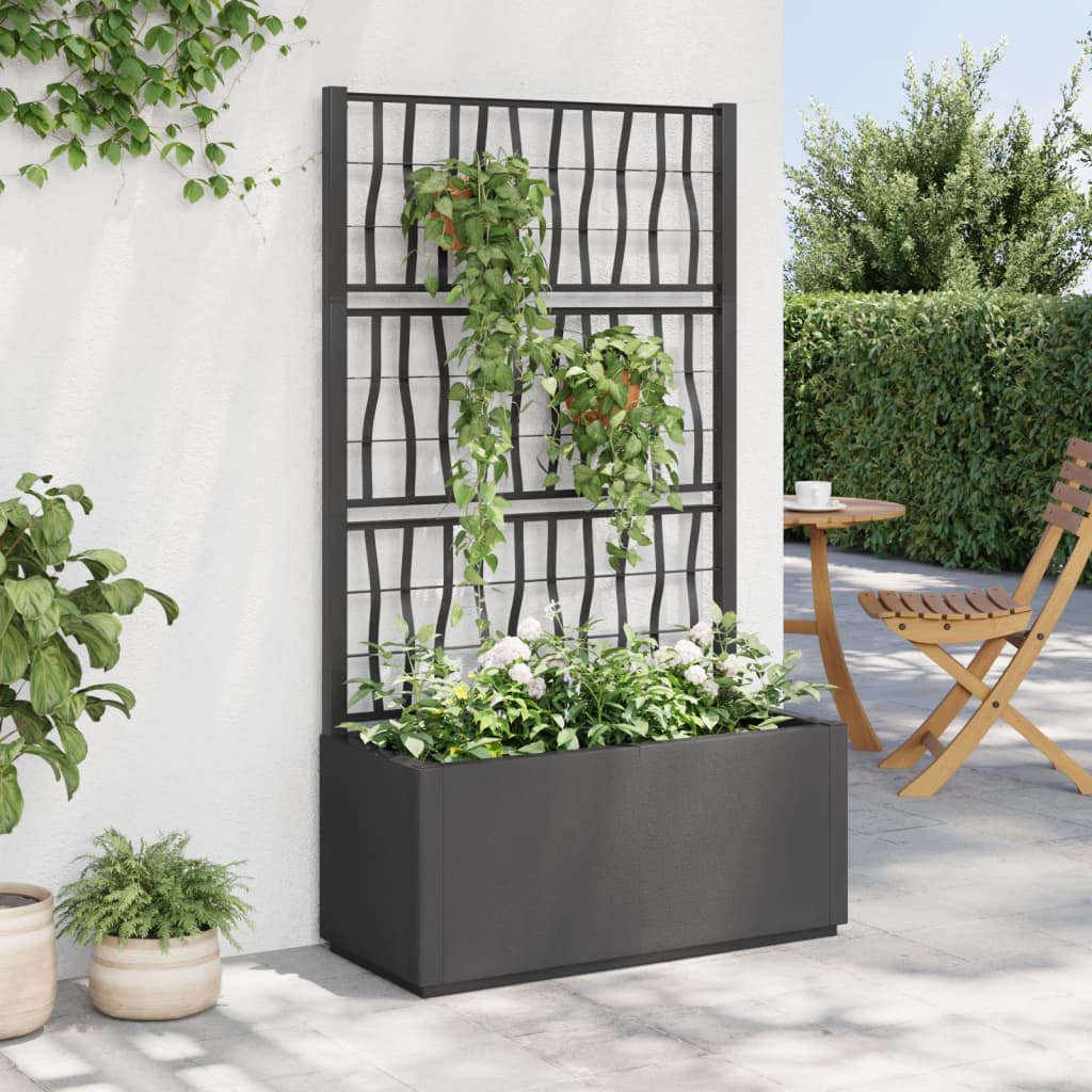Plantekasse med espalier grå 80x36x140 cm PP
