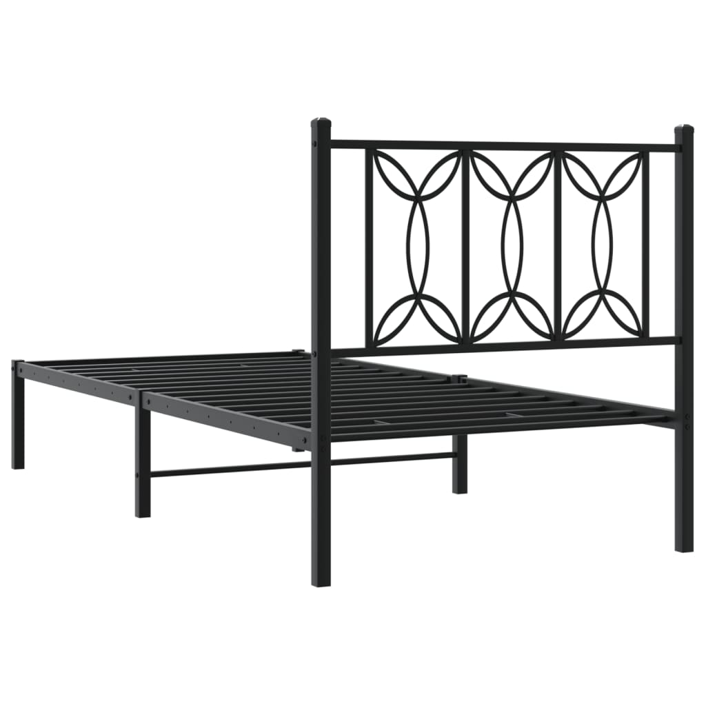 Sengeramme i metall med hodegavl svart 90x190 cm