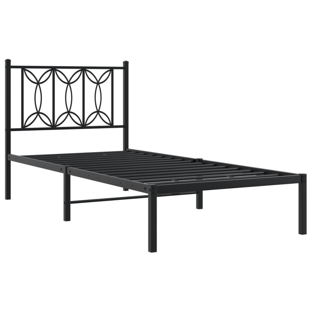 Sengeramme i metall med hodegavl svart 90x200 cm