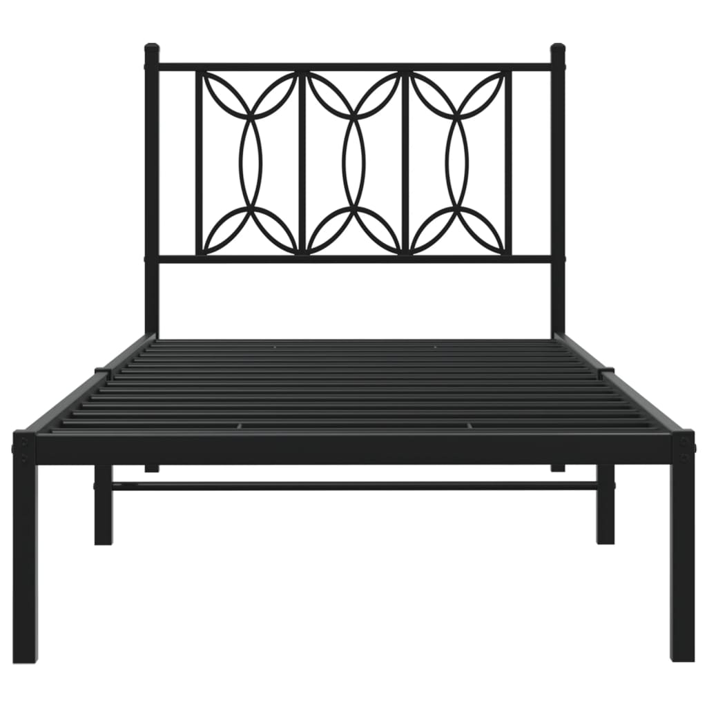 Sengeramme i metall med hodegavl svart 90x200 cm