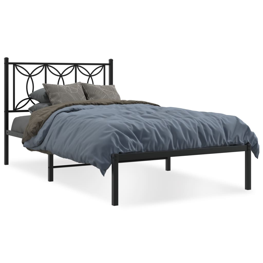 Sengeramme i metall med hodegavl svart 107x203 cm