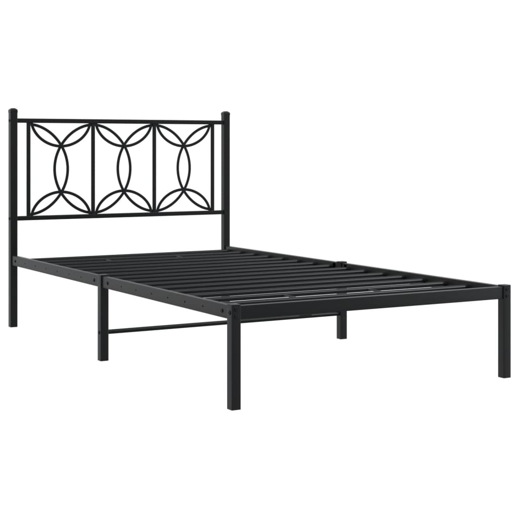 Sengeramme i metall med hodegavl svart 107x203 cm
