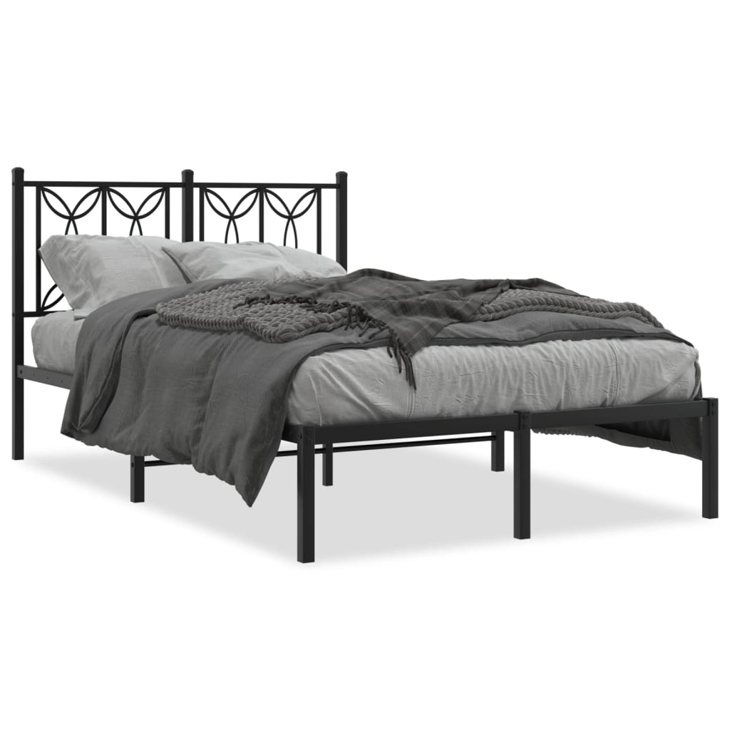 Sengeramme i metall med hodegavl svart 120x190 cm