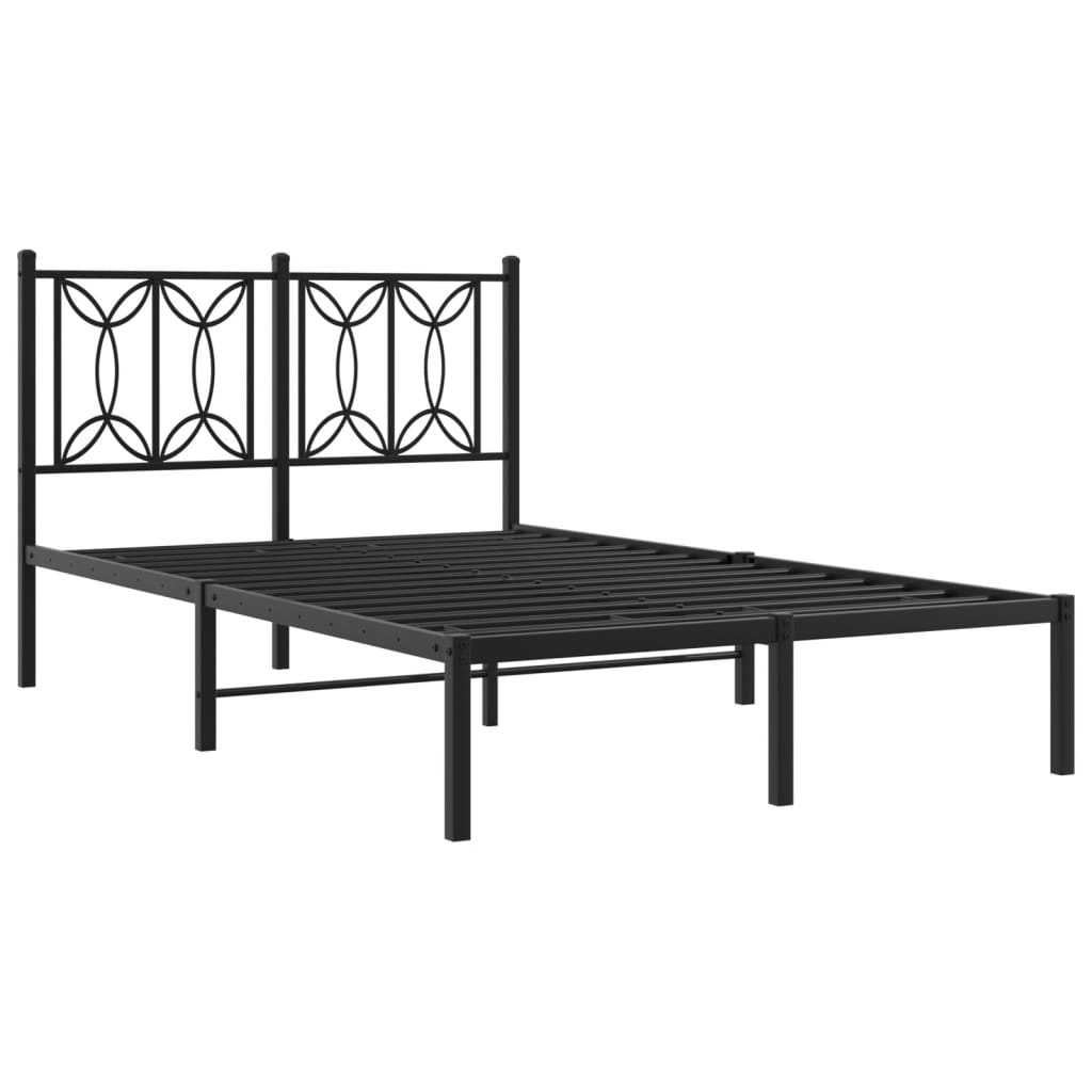 Sengeramme i metall med hodegavl svart 120x190 cm