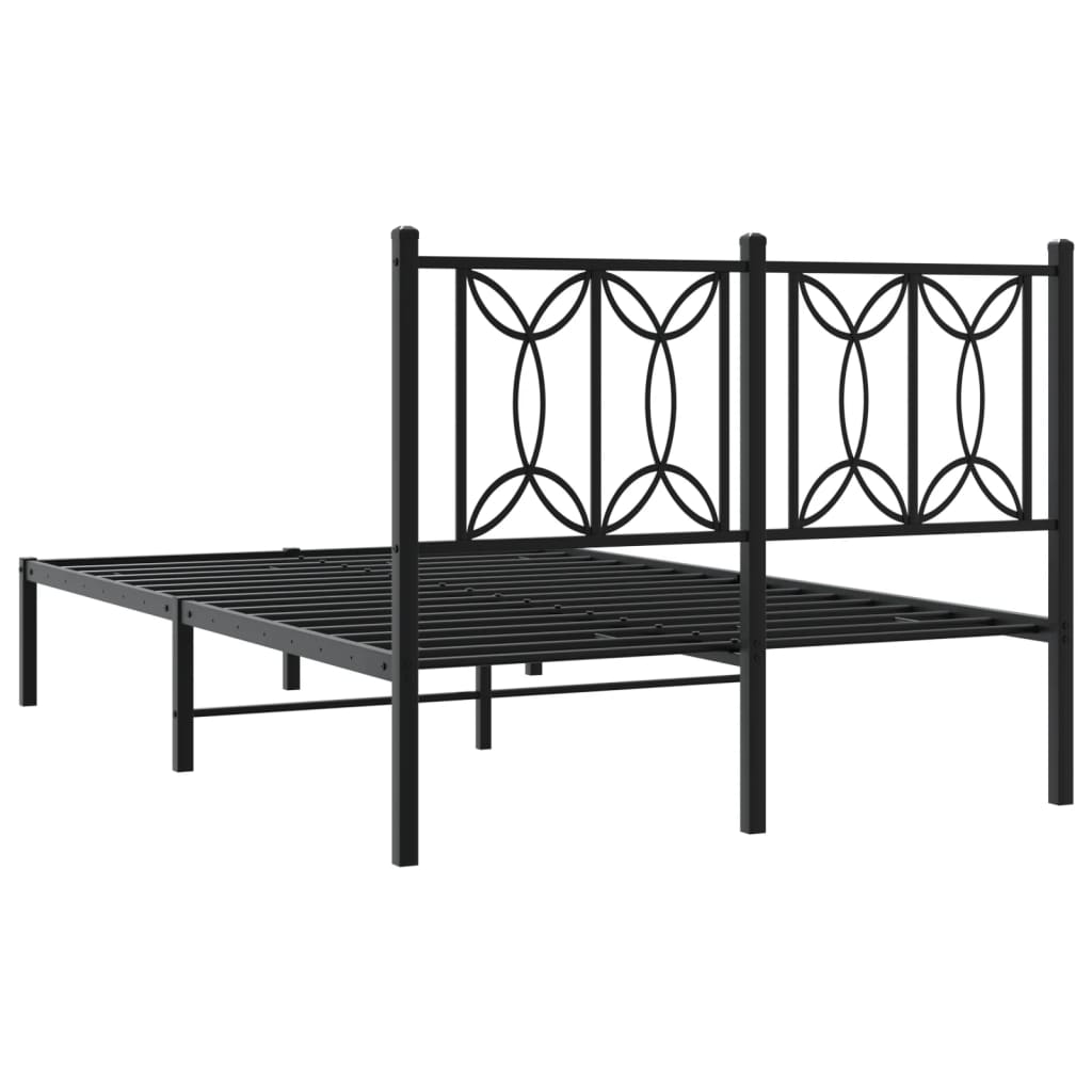 Sengeramme i metall med hodegavl svart 120x190 cm