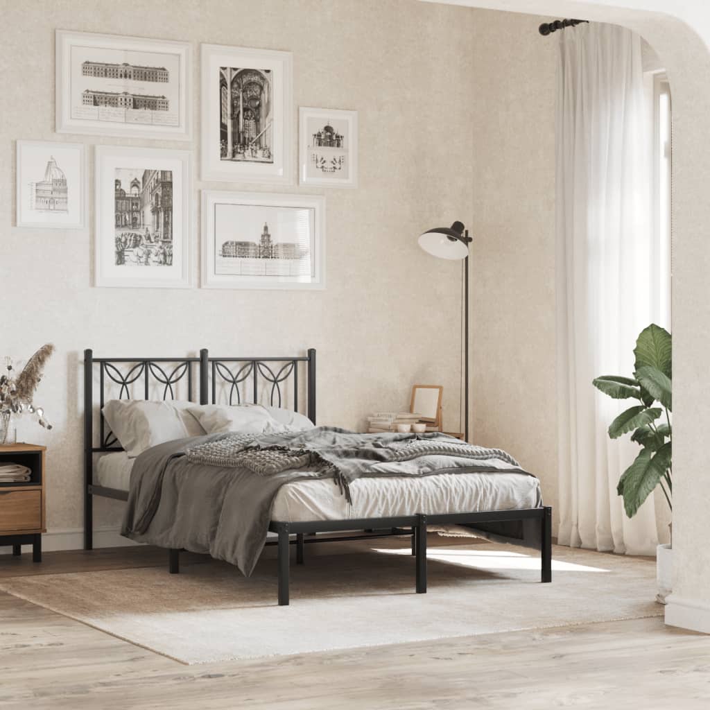 Sengeramme i metall med hodegavl svart 120x190 cm