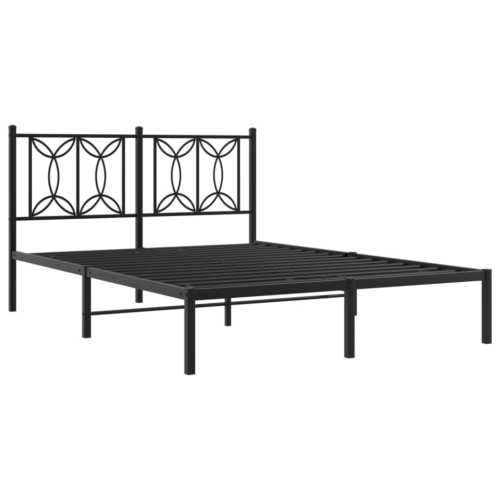 Sengeramme i metall med hodegavl svart 140x190 cm