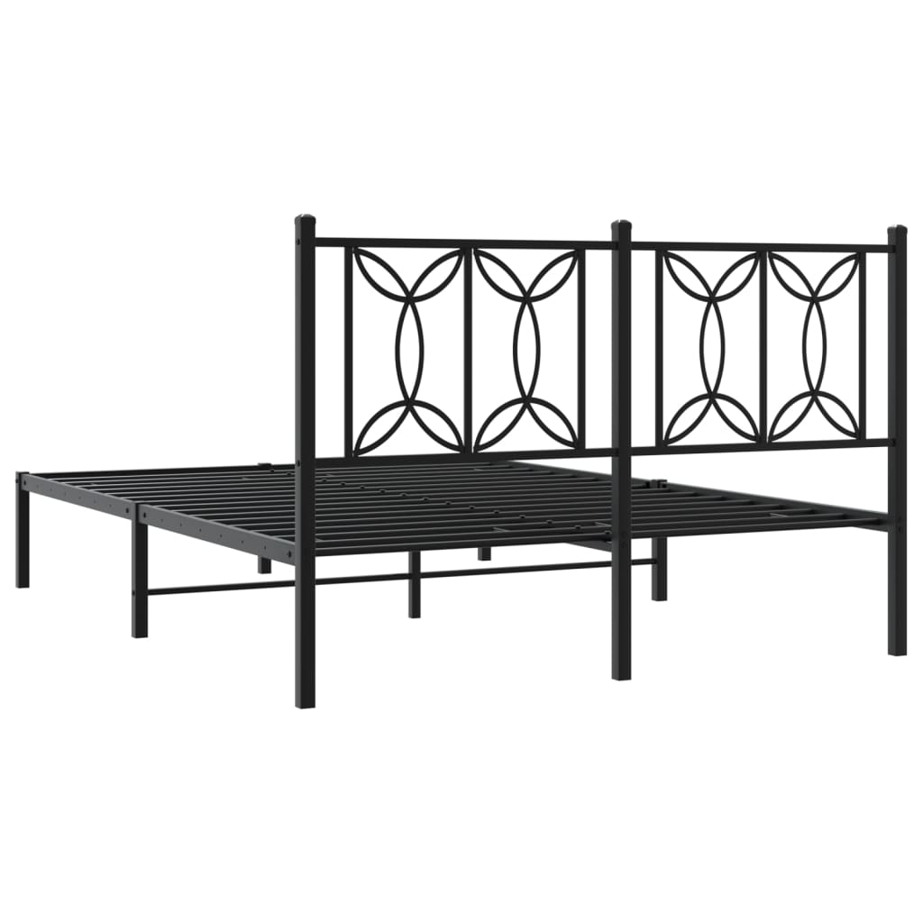 Sengeramme i metall med hodegavl svart 140x190 cm
