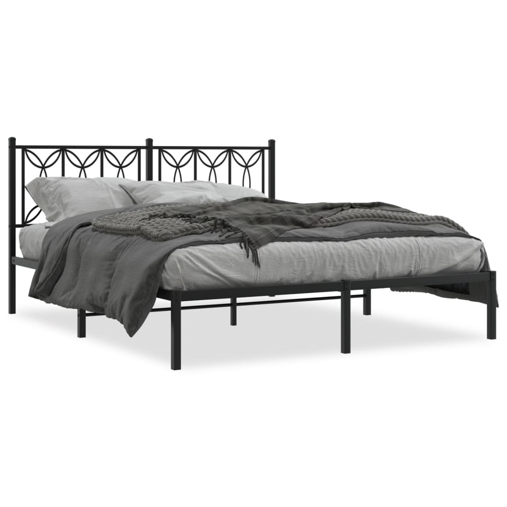 Sengeramme i metall med hodegavl svart 160x200 cm