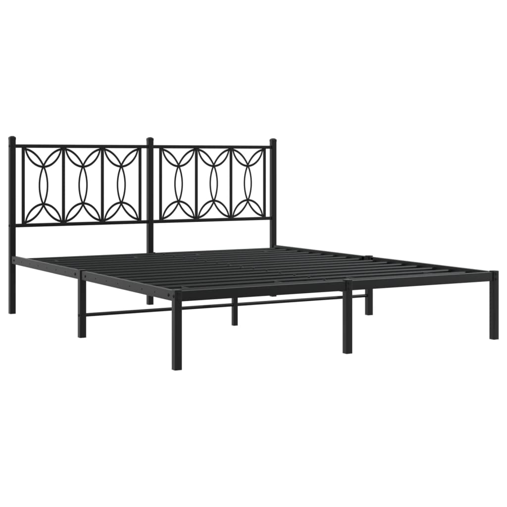 Sengeramme i metall med hodegavl svart 160x200 cm
