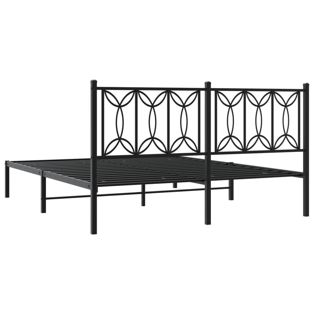 Sengeramme i metall med hodegavl svart 160x200 cm